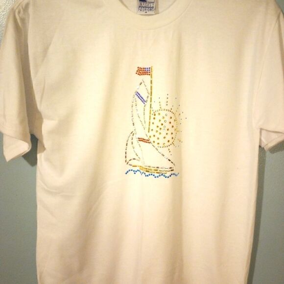 - ✨NWT Short sleeve t-shirt with jeweled sail boat - Picture 2 of 9
